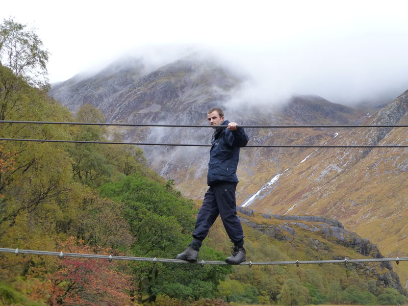 Andy on the rope bridge