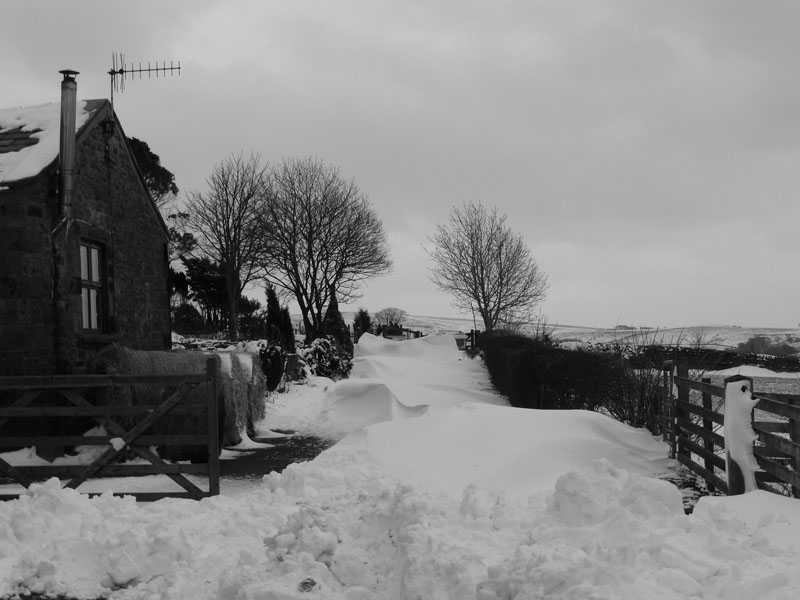 Snow-blocked lanes